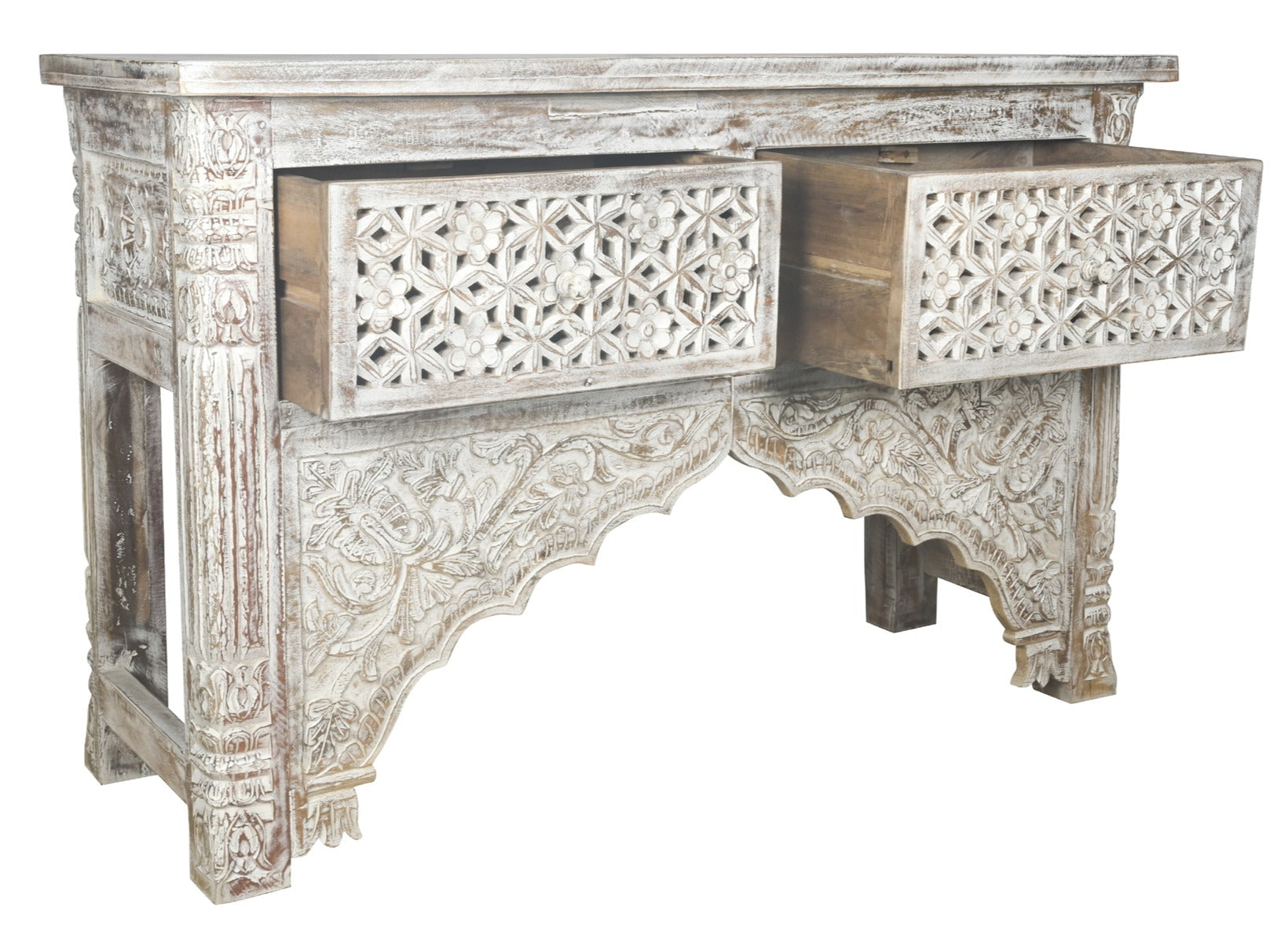 Peter Hand Carved Wooden Console Table