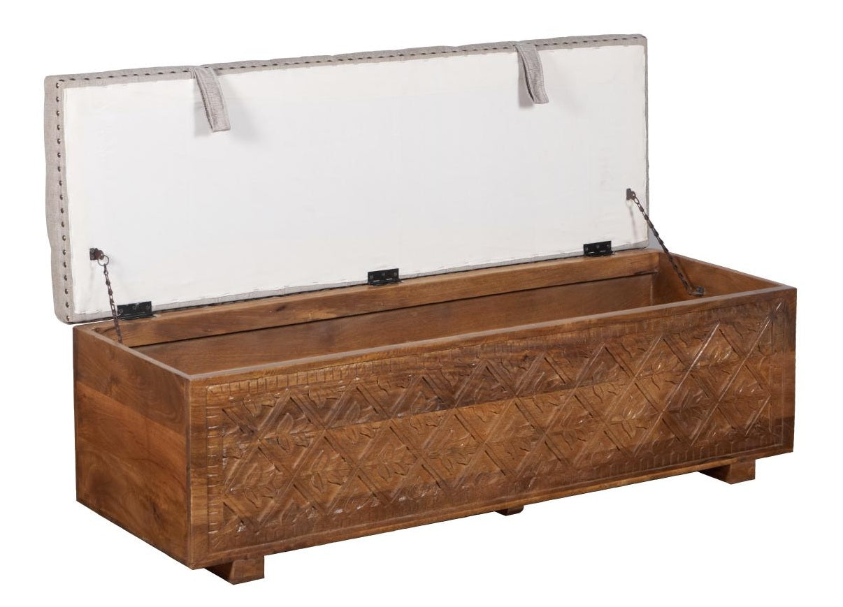 Rob Solid Indian Wooden Trunk with cushion