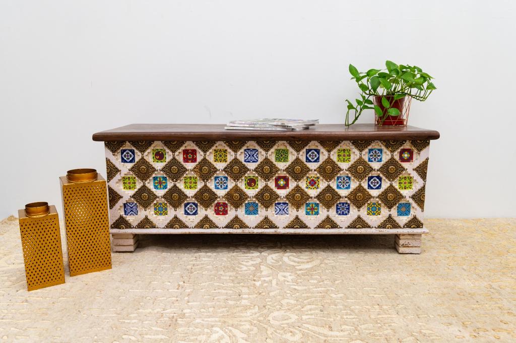 Cameron Carved Wooden Storage Trunk