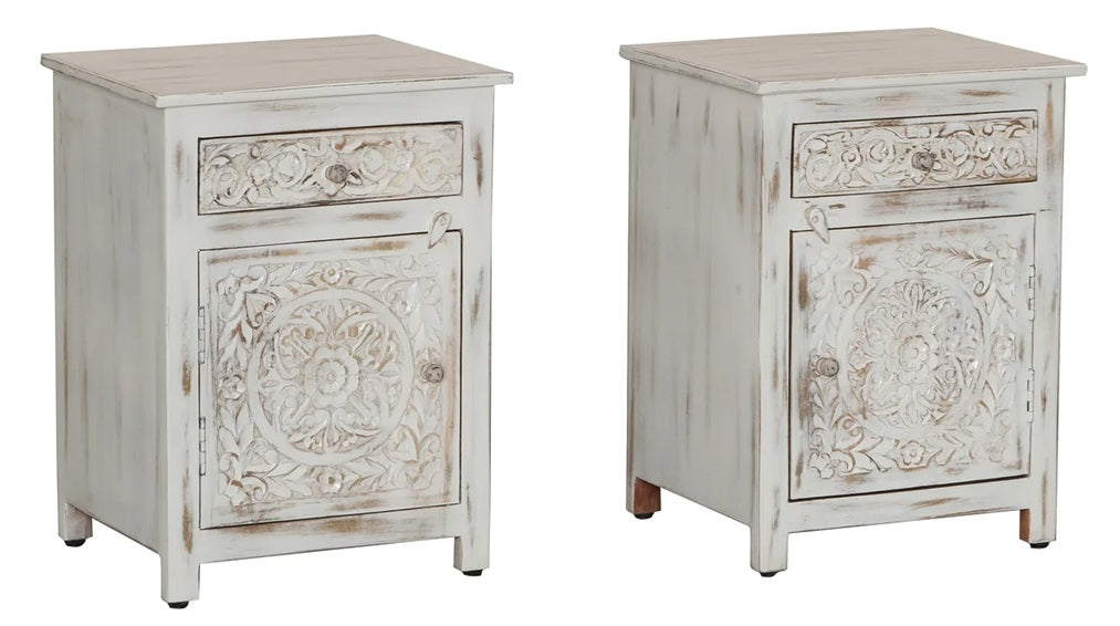 Sofia Hand Carved Bedside Table
