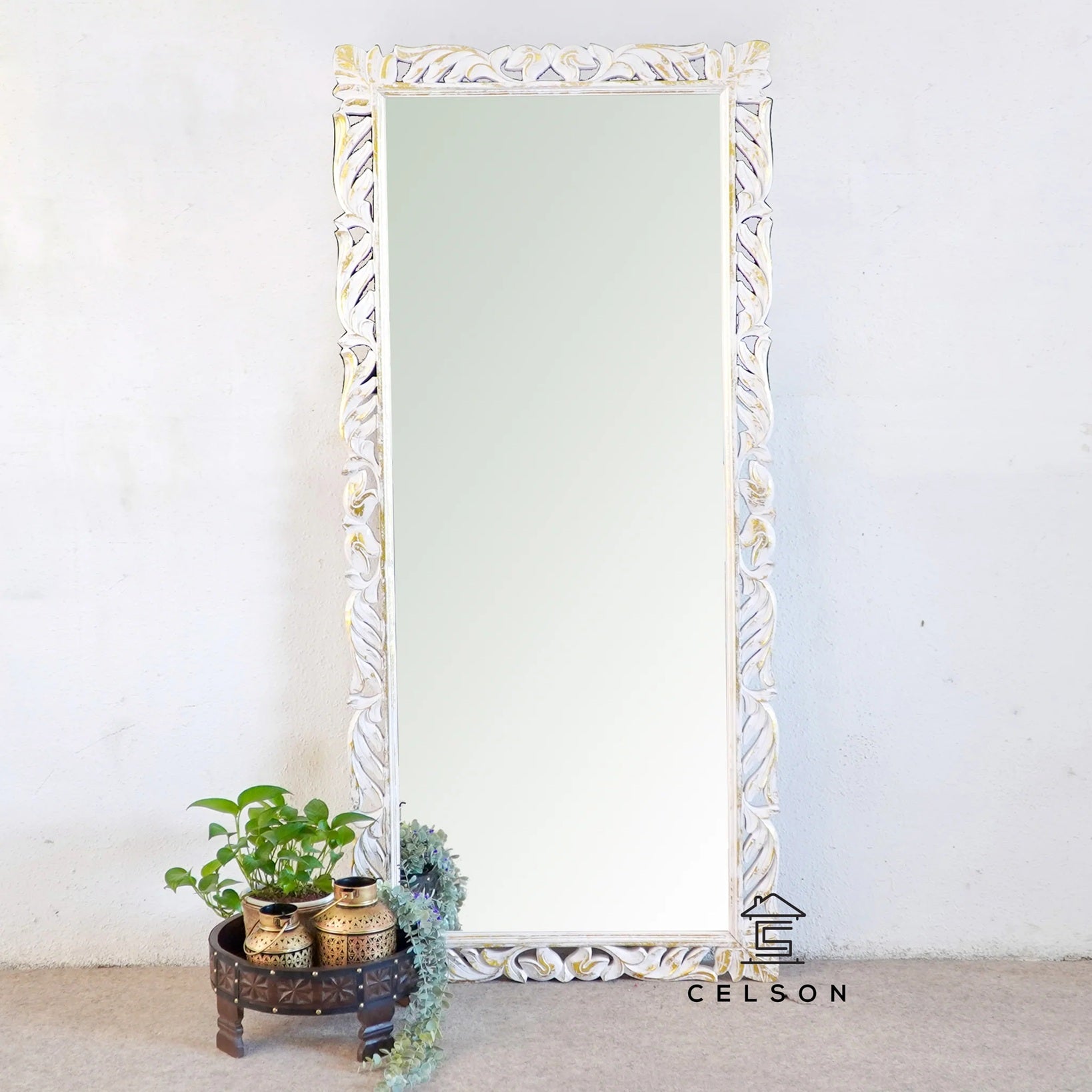 Kathy Carved White & Gold Mirror