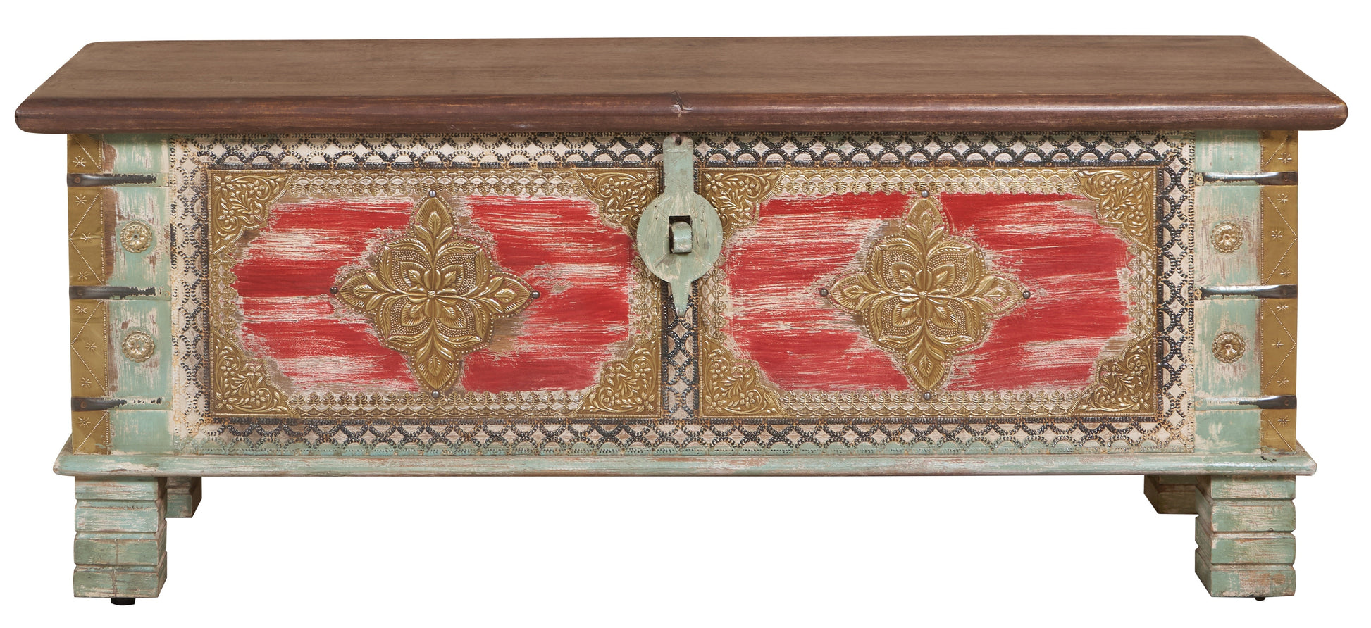 Kate Vintage Style Brass Fitted Wooden Trunk