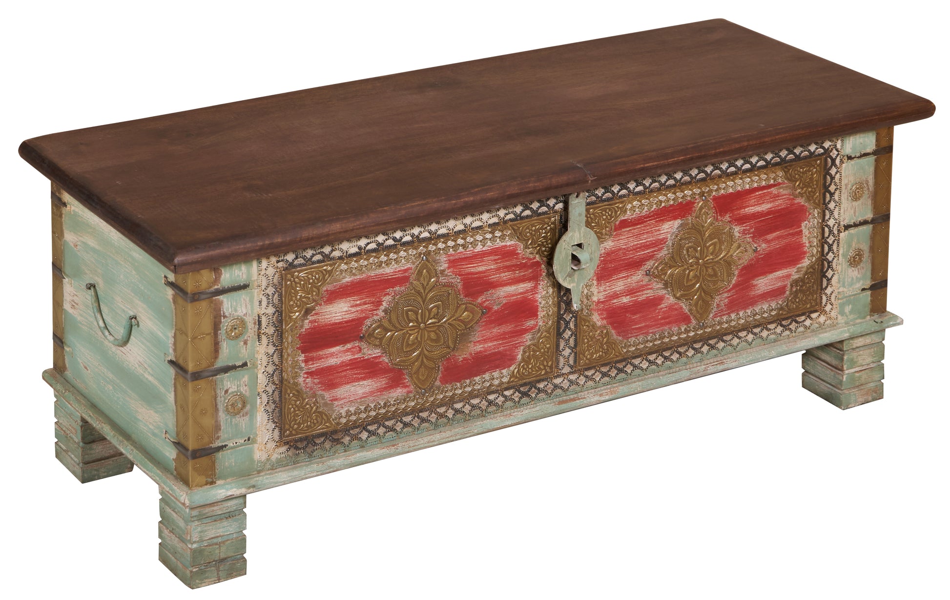 Kate Vintage Style Brass Fitted Wooden Trunk