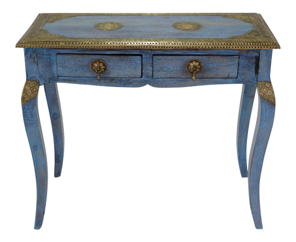Nathan Wood Brass Inlaid Console Table