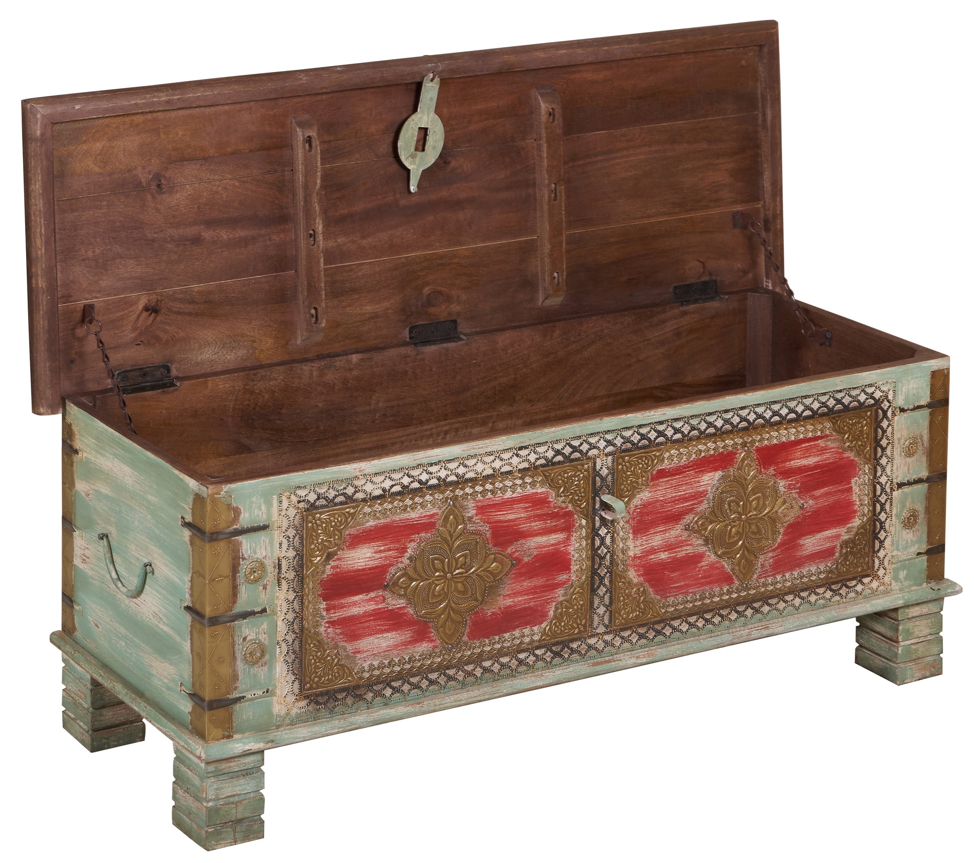 Kate Vintage Style Brass Fitted Wooden Trunk