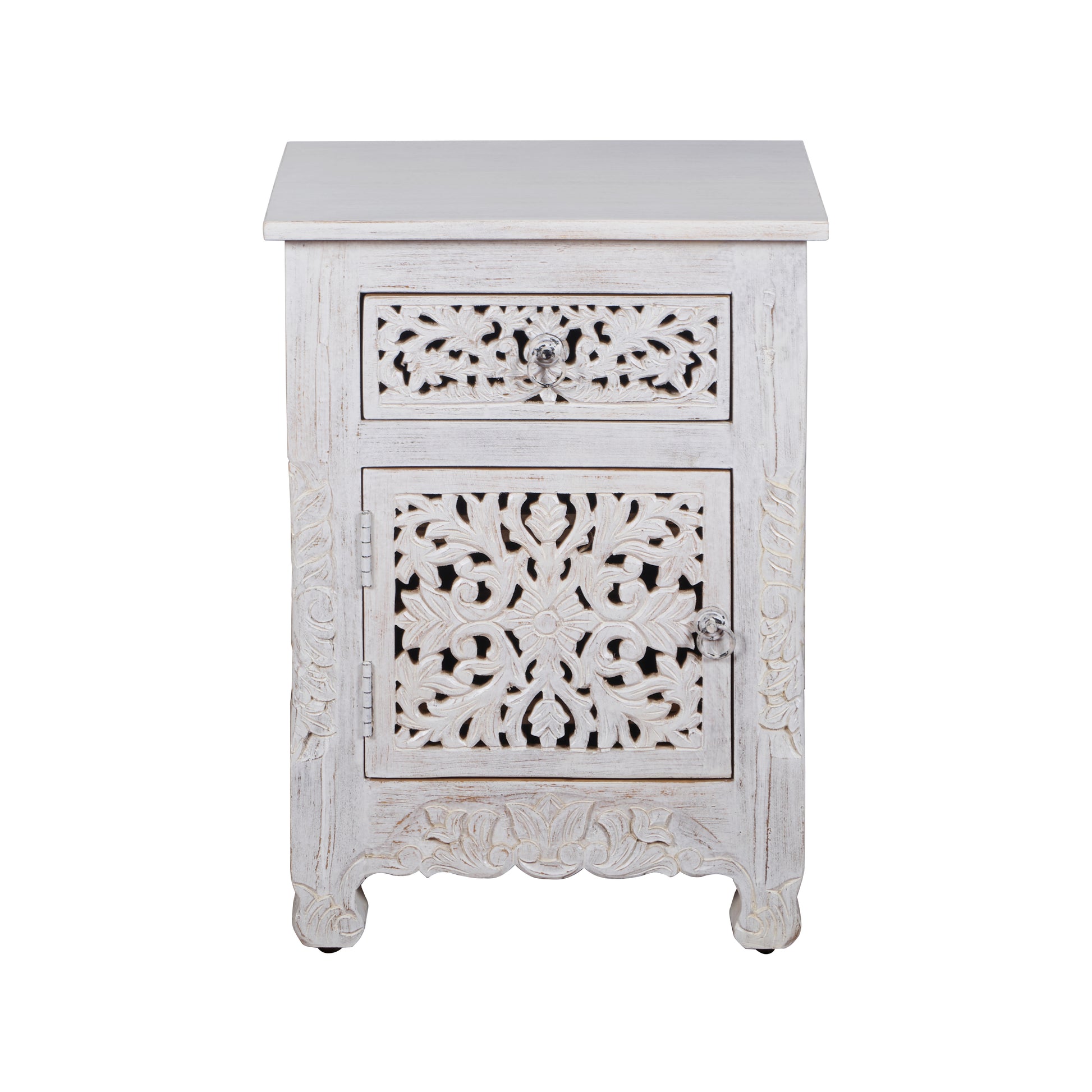 Deena Hand Carved Wooden Bedside