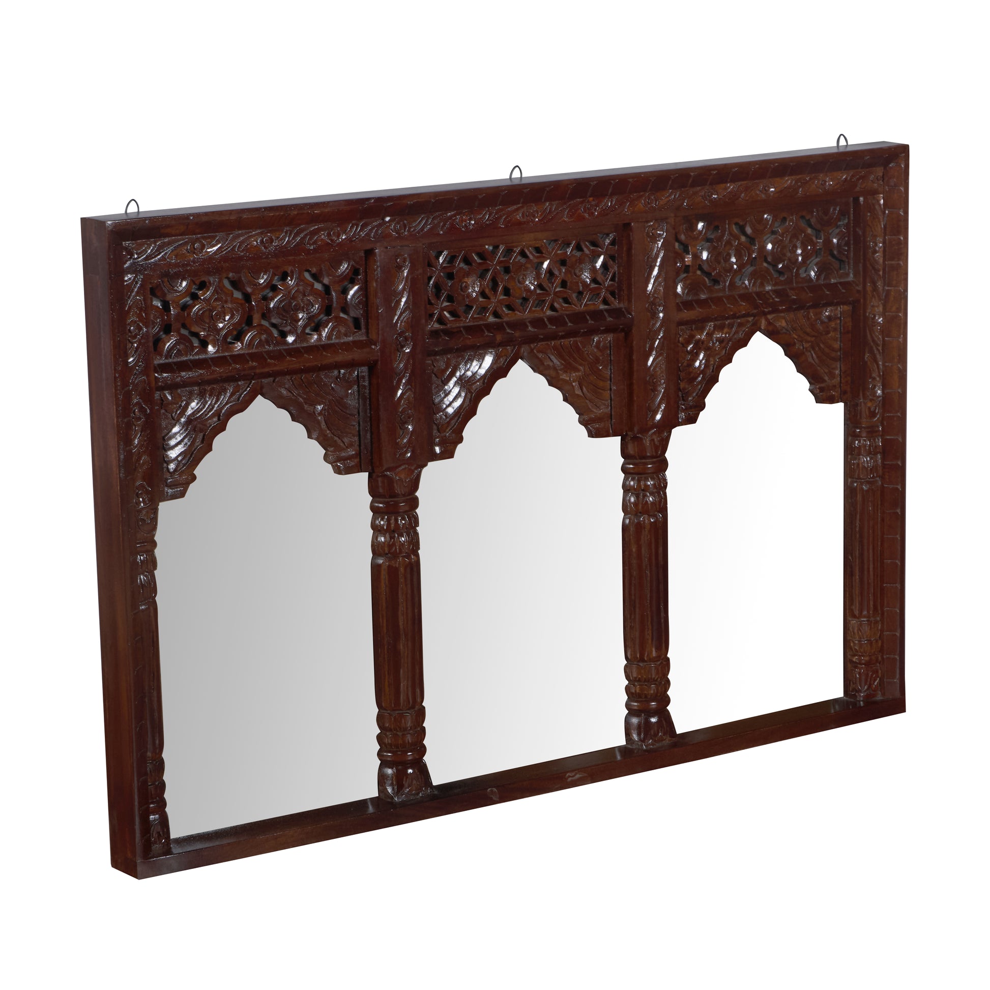 Veera Hand Carved Wooden Mirror