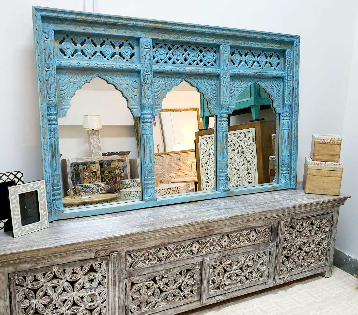 Patrick Hand Carved Wooden Mirror