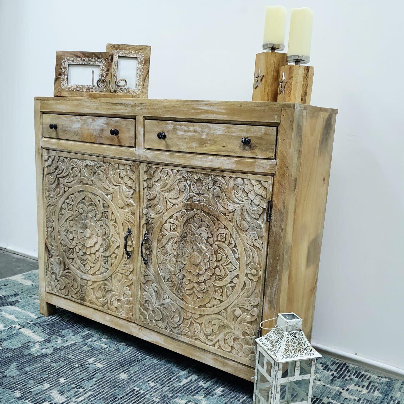 Ewen Carved Wooden Chest