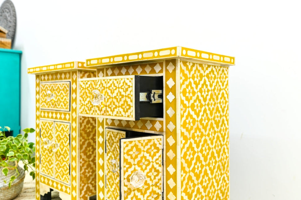 Viny Bone Inlay Bed Side