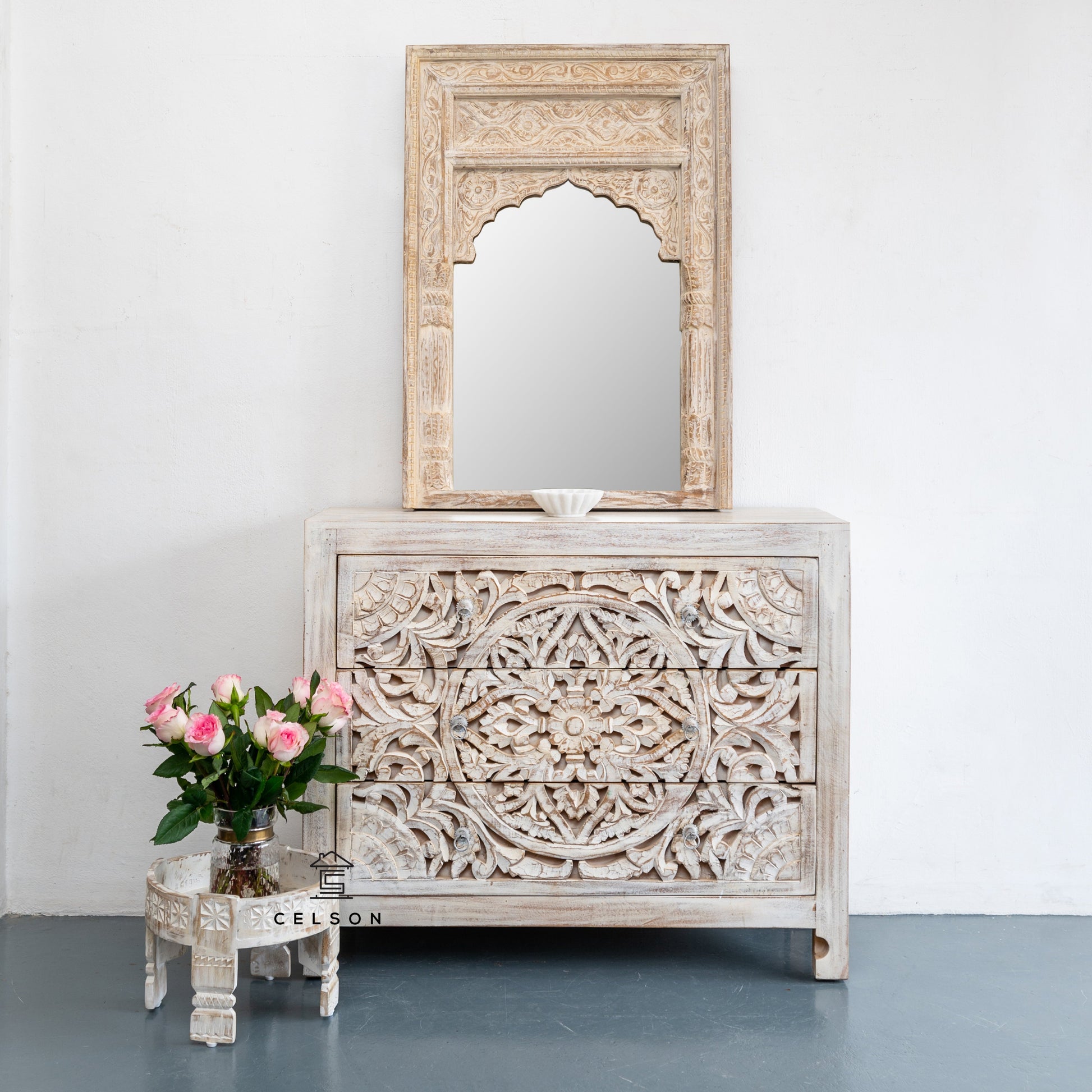 Kate Carved Wooden Chest of Drawer