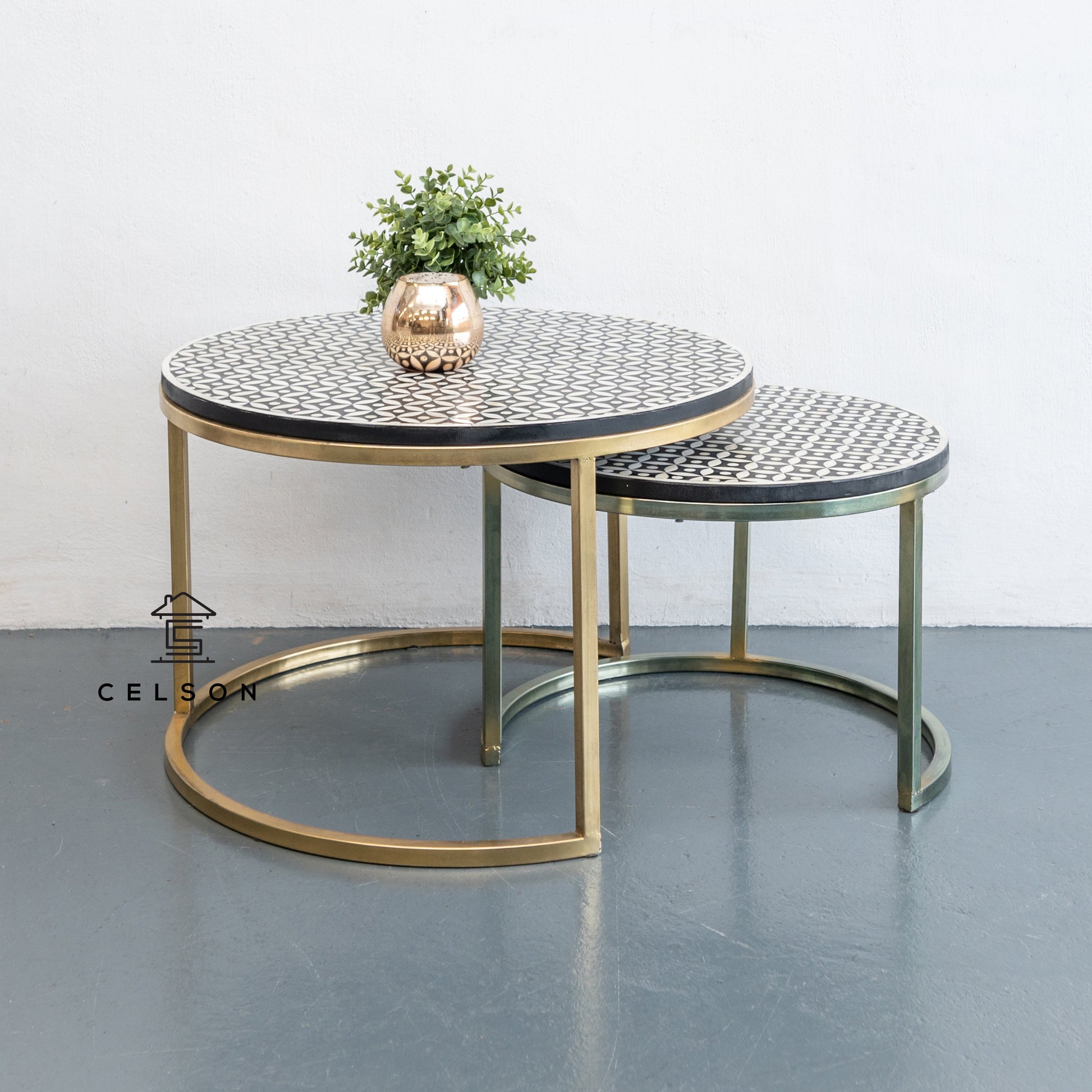 Nomaan Bone Inlay Nesting Coffee Table