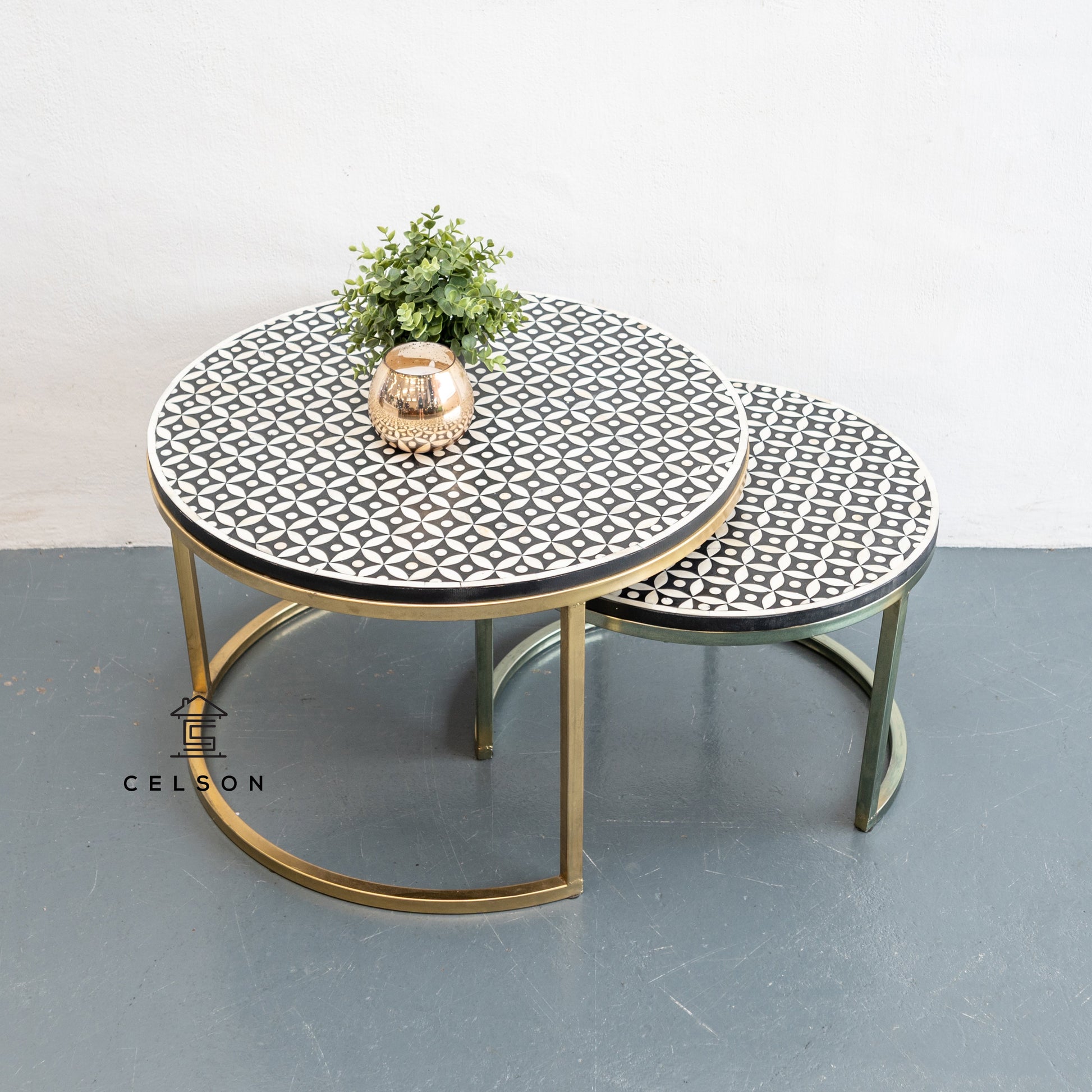 Nomaan Bone Inlay Nesting Coffee Table