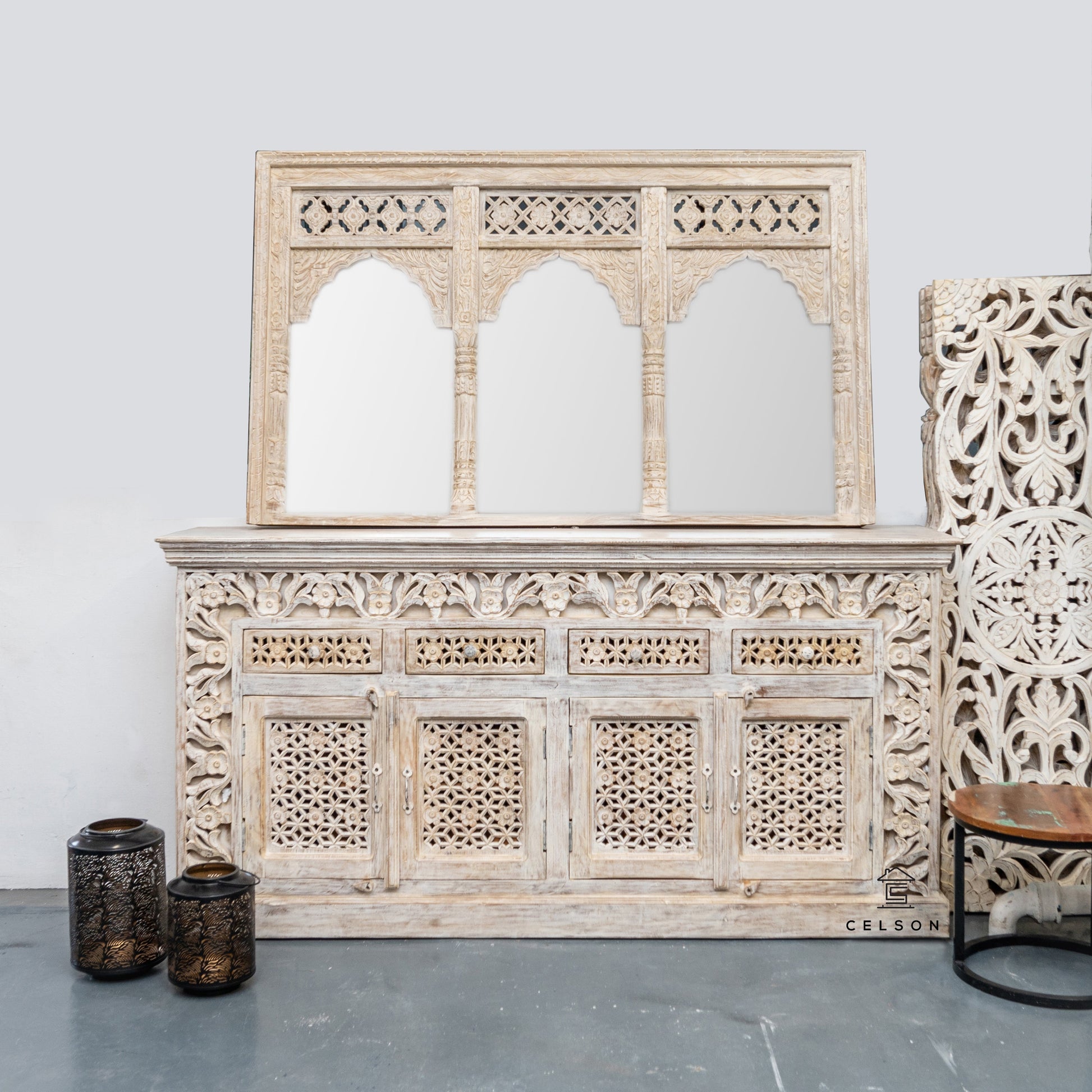 Ridhi Hand Carved Wooden Sideboard
