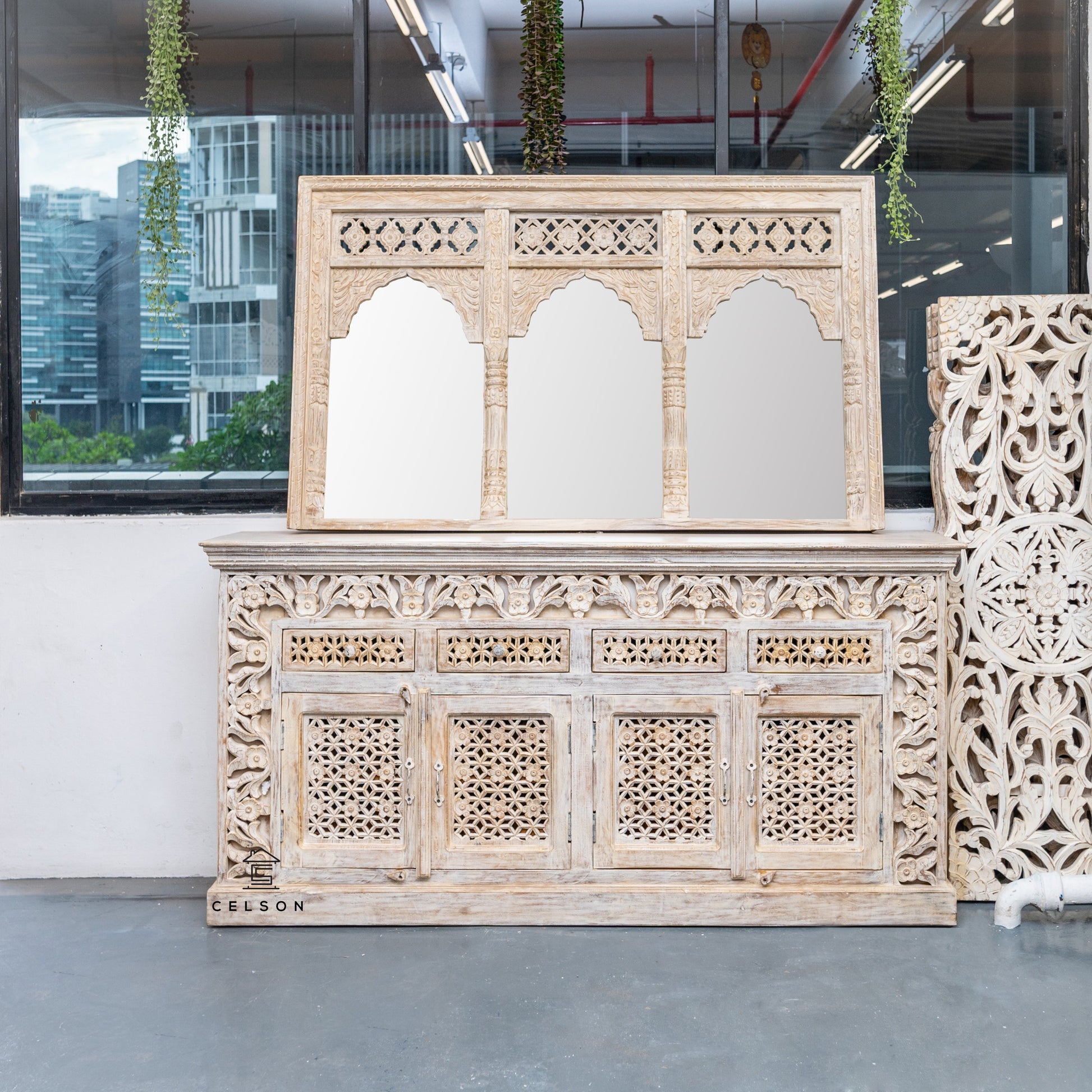 Ridhi Hand Carved Wooden Sideboard