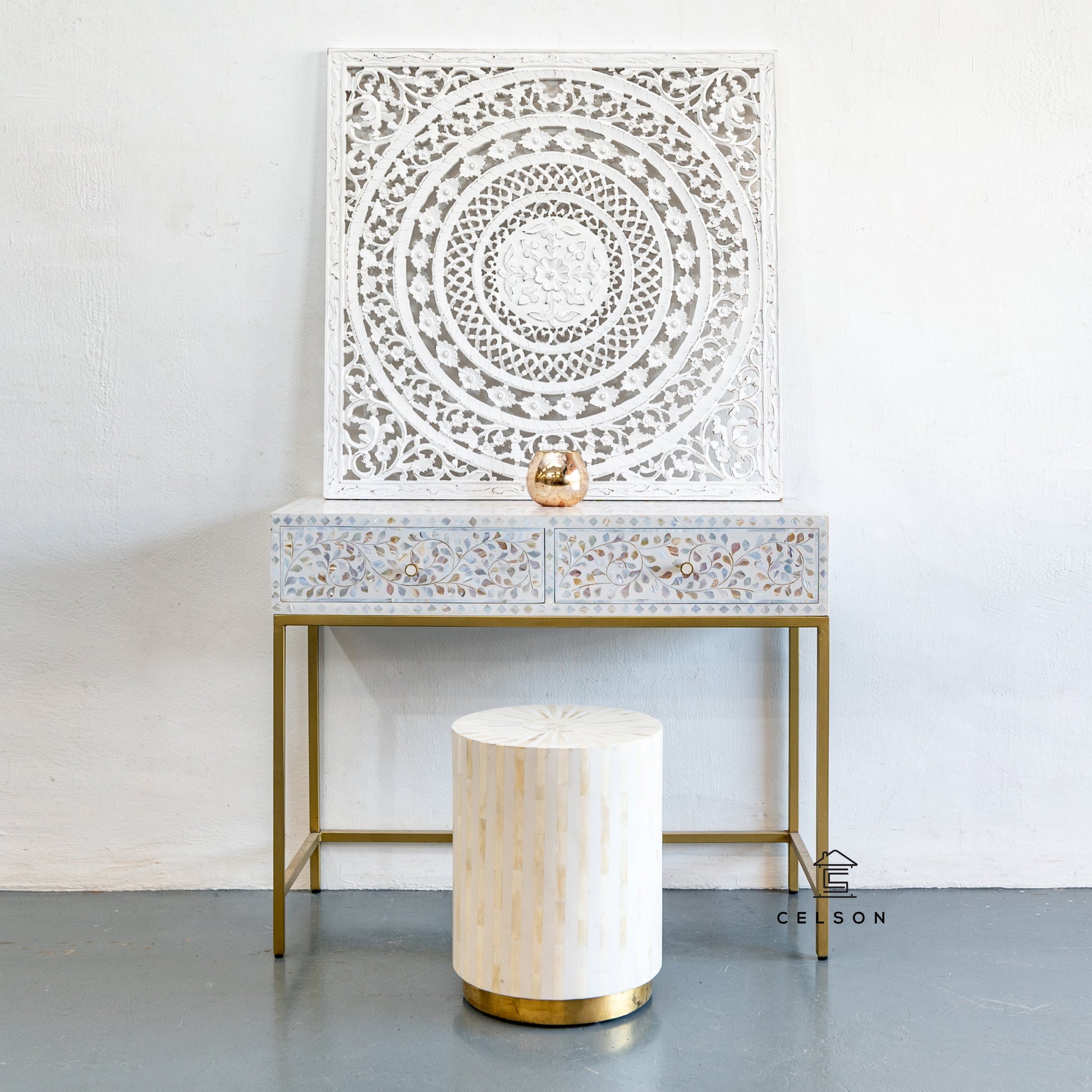 Gloria Mother of Pearl Inlay Console Table
