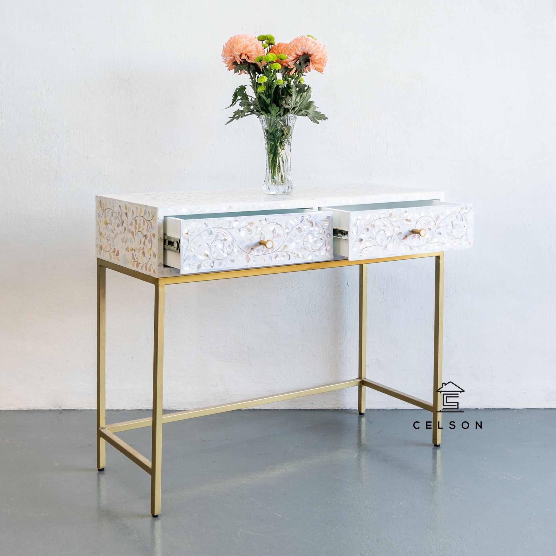 Gloria Mother of Pearl Inlay Console Table