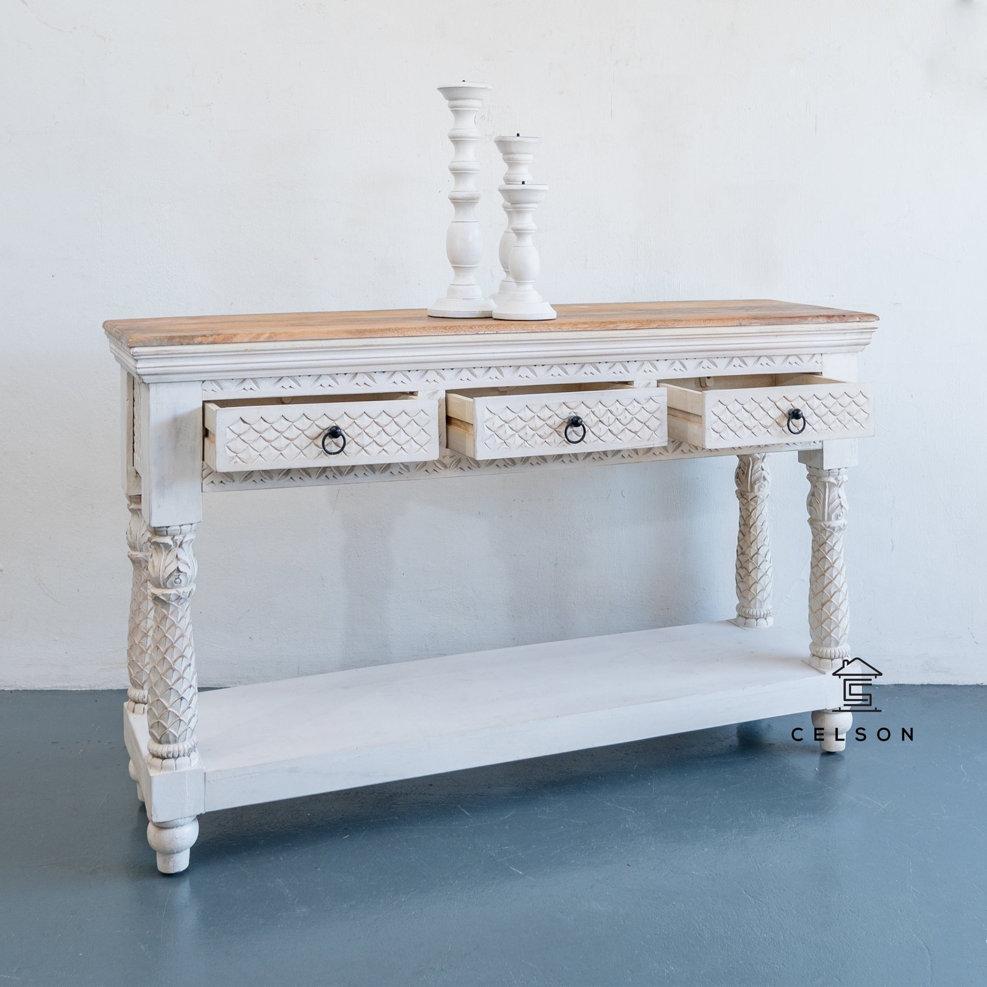 Ali Wooden Hand Carved Console Table