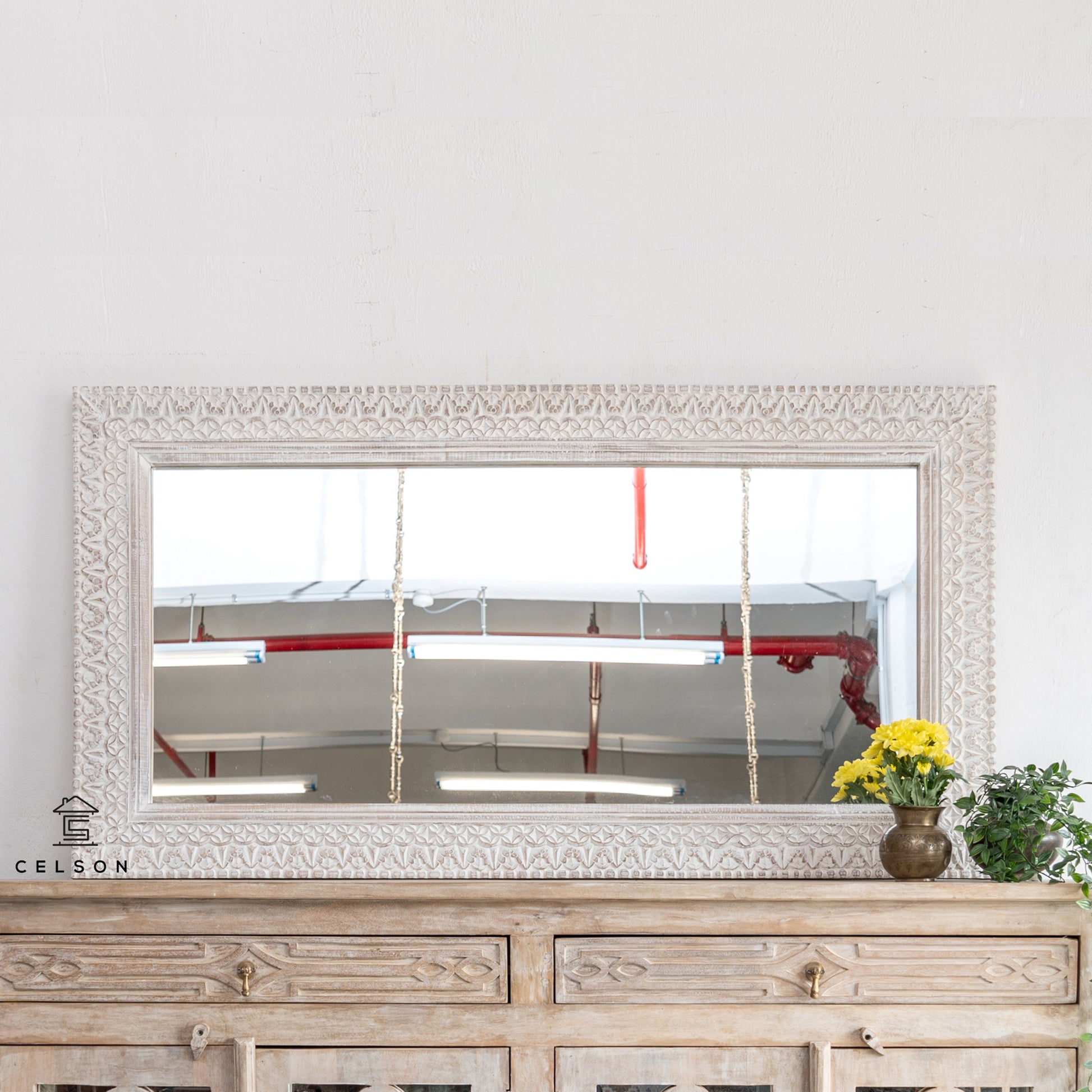 Riva Hand Carved Wooden Mirror