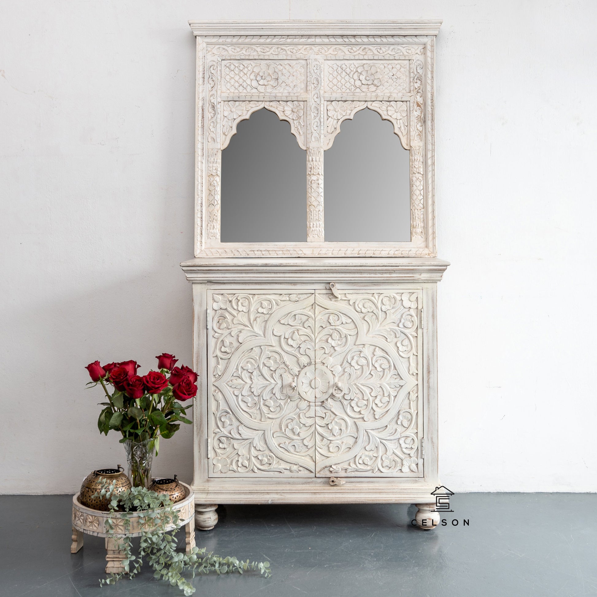 Emma Hand Carved Wooden Mirror