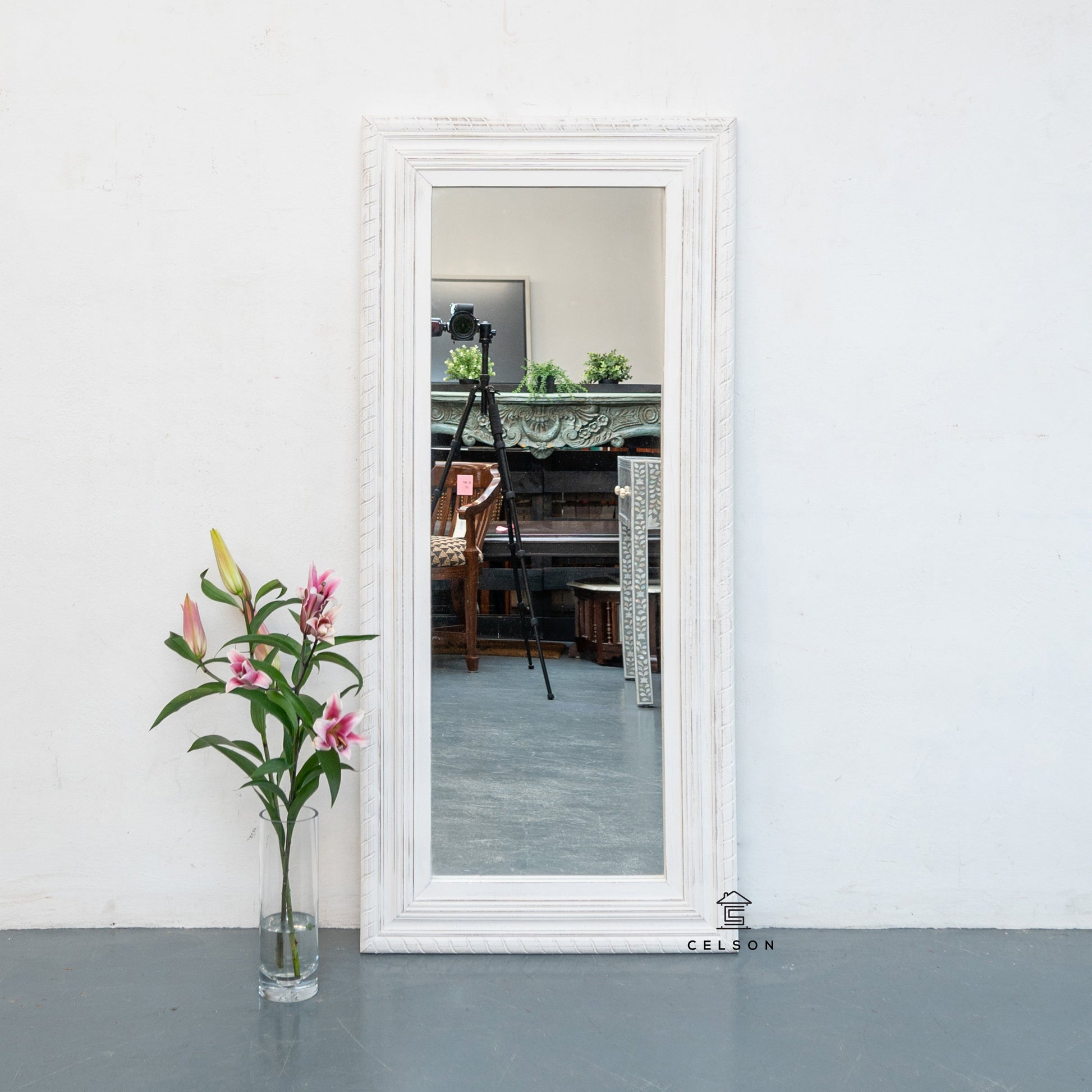 Mika Carved Wooden Mirror