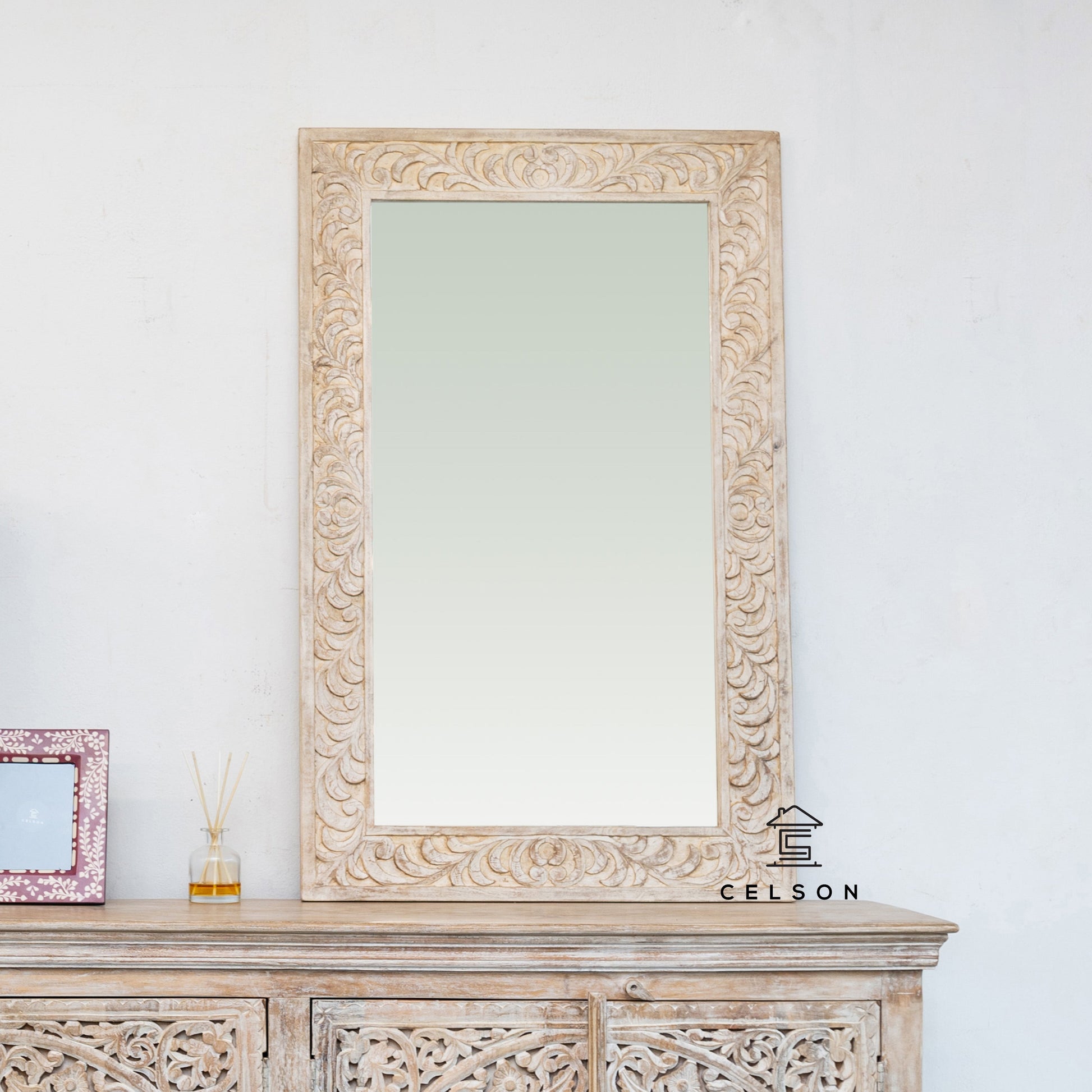 Eleanor Hand Carved Wooden Mirror