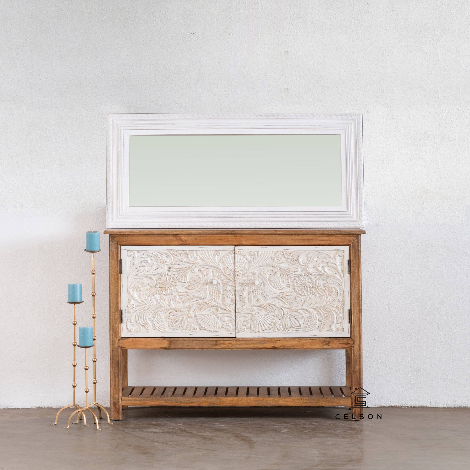 Raisha Hand Carved Wooden Console Table