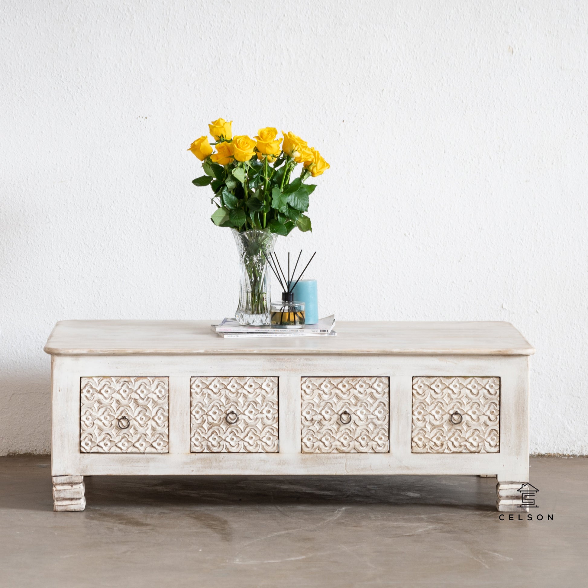 Zara Carved Wooden Coffee Table