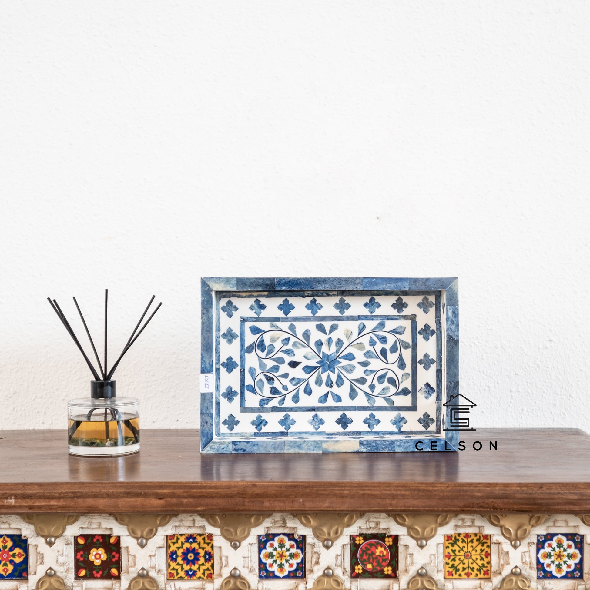 Aliza Bone Inlay Floral Pattern Tray