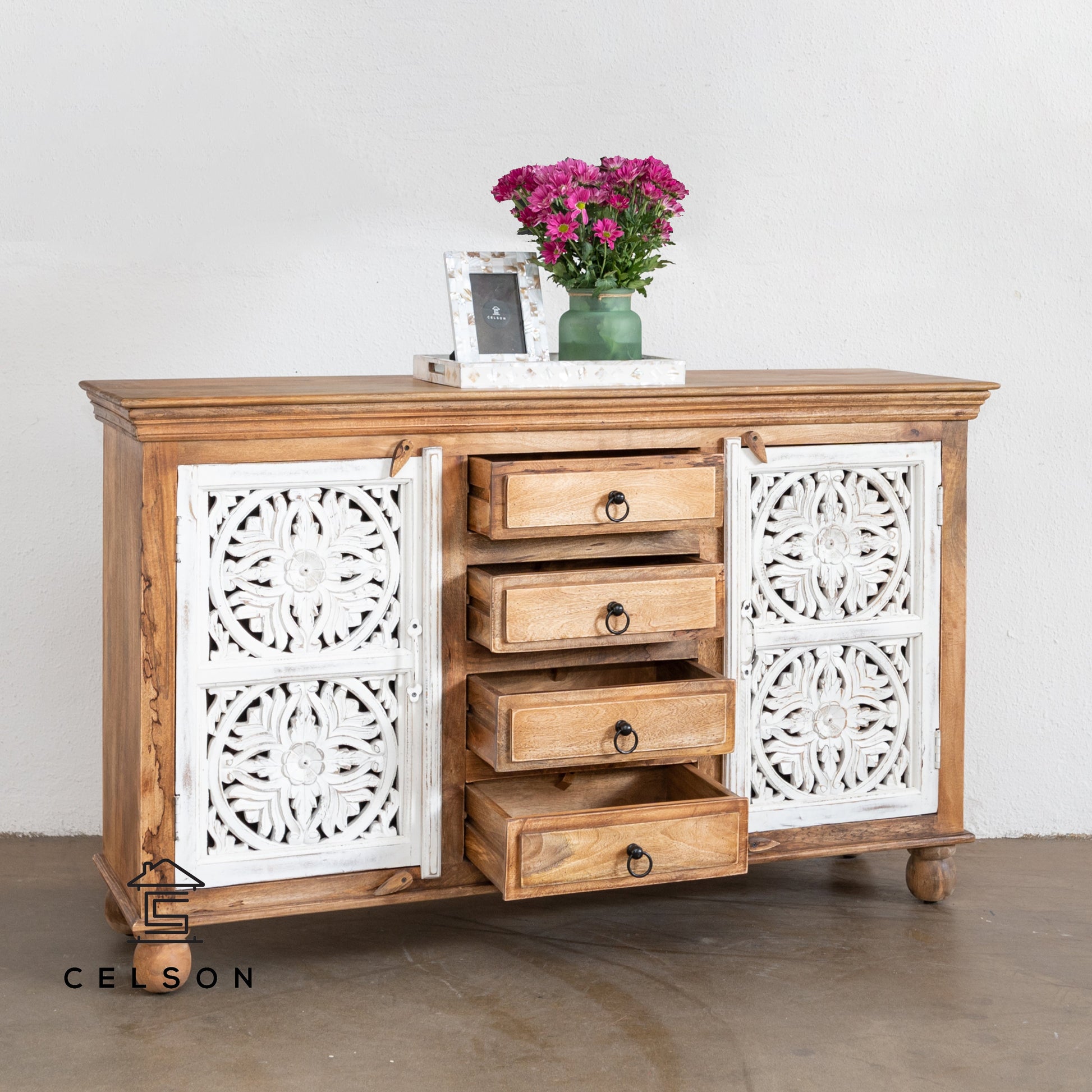 Eva Hand Carved Wooden Buffet