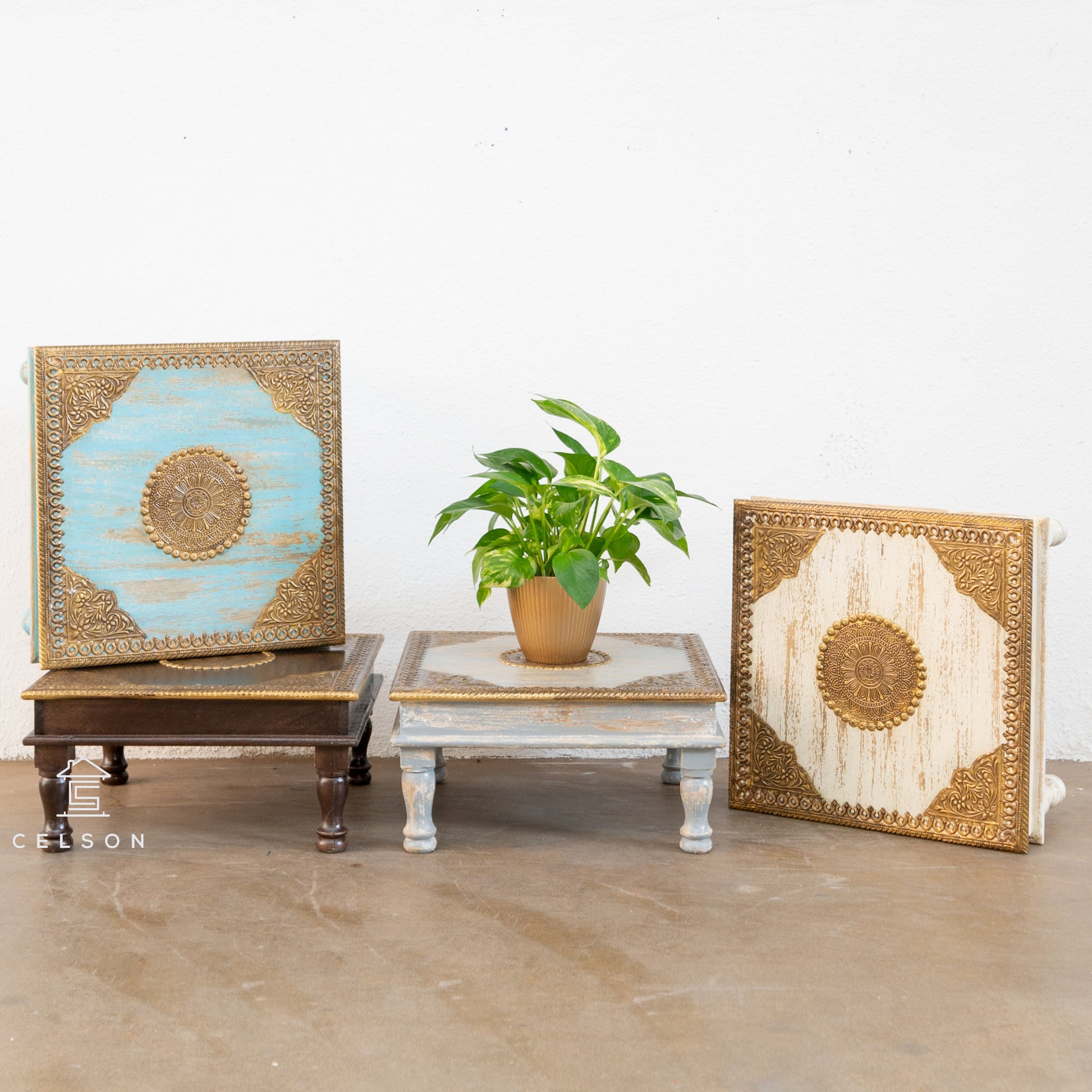 Kudi Brass Fitted Stool