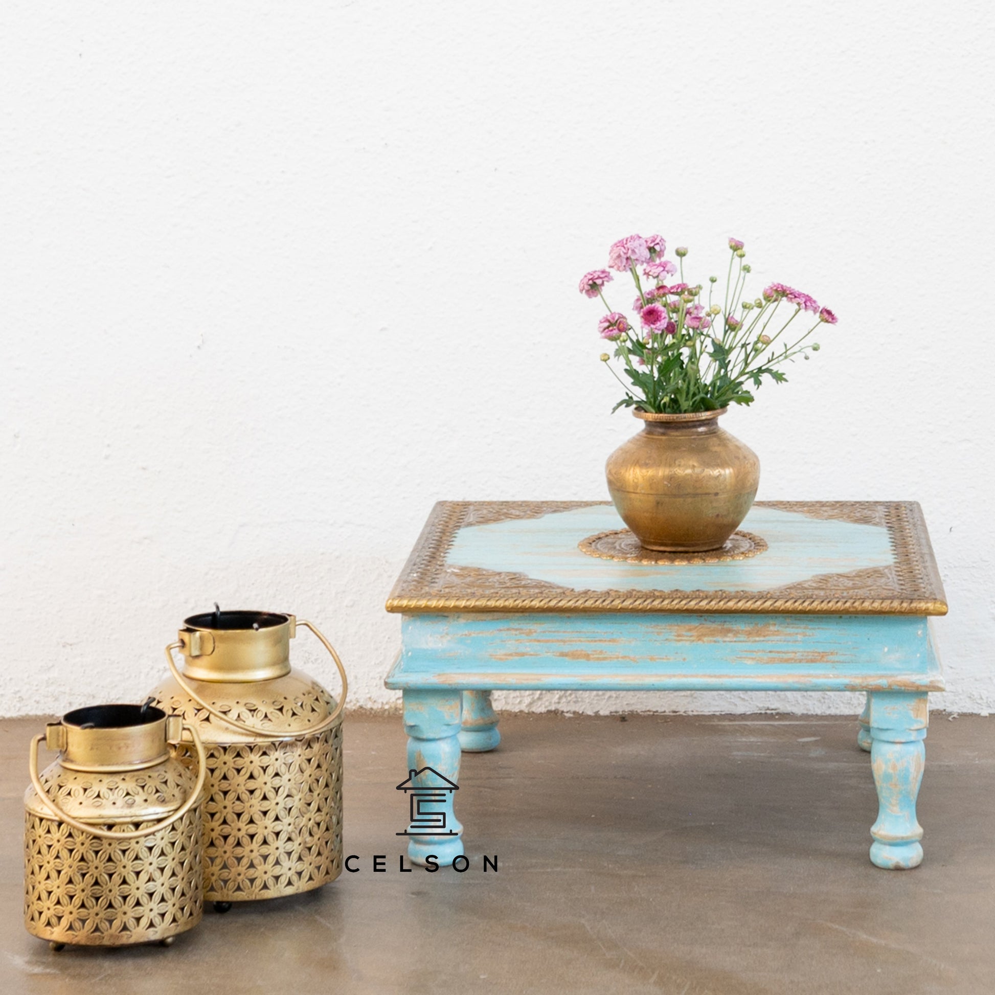 Kudi Brass Fitted Stool