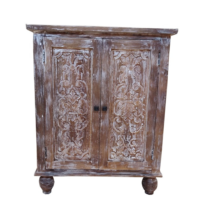 Kristen Hand Carved Wooden Shoe Cabinet