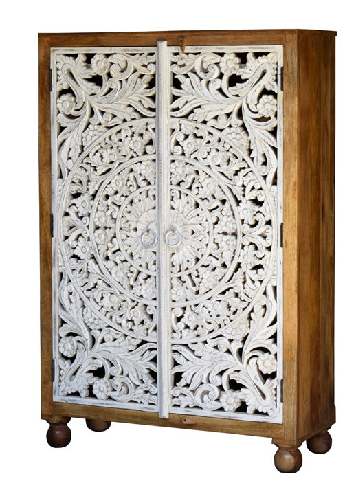 Sia Hand Carved Shoe Cabinet