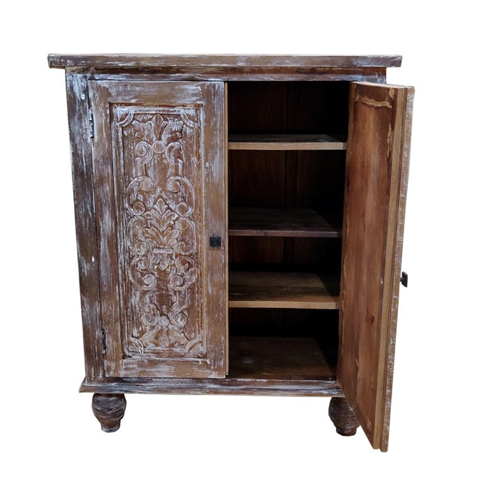 Kristen Hand Carved Wooden Shoe Cabinet