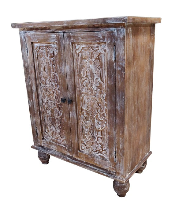 Kristen Hand Carved Wooden Shoe Cabinet