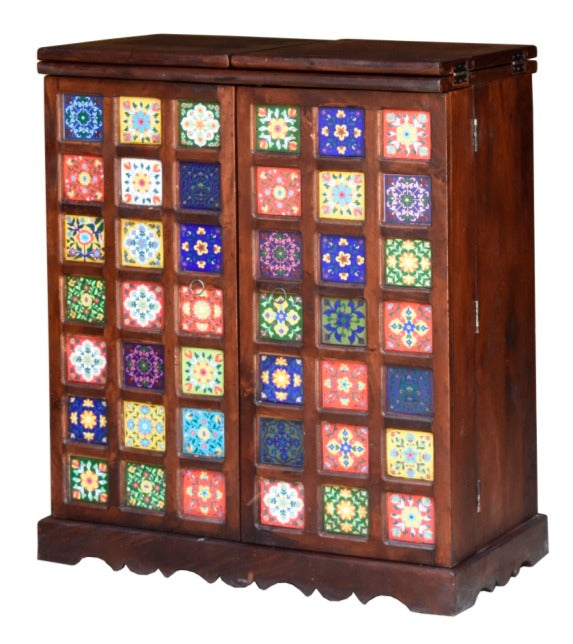 Troy_Solid Wood with Tile Bar Cabinet