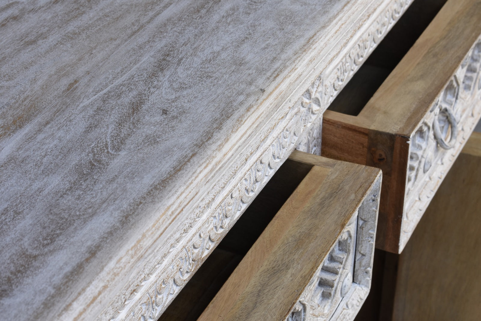 Daisy Hand Carved Wooden Sideboard