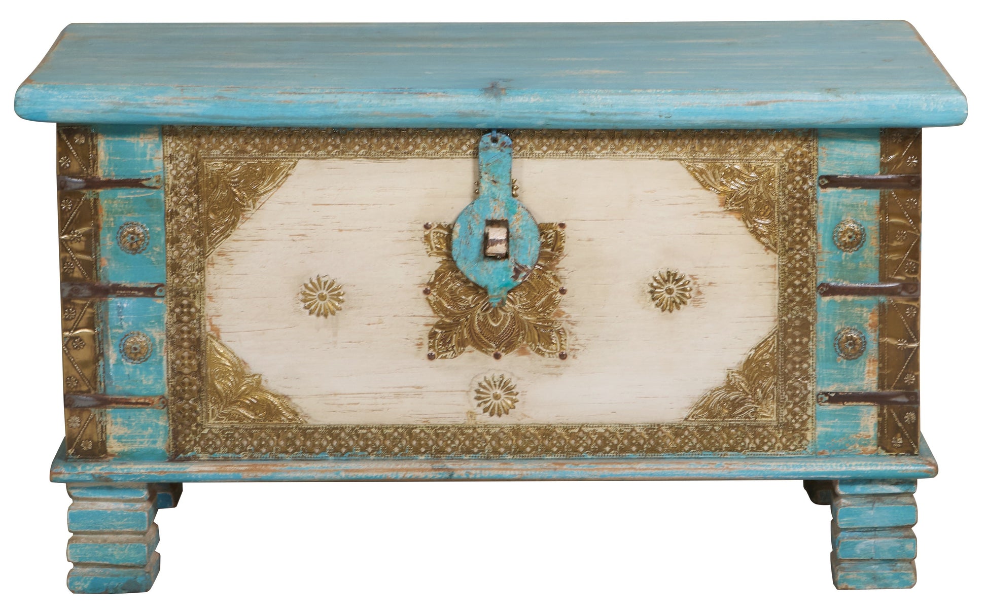 Lisa Vintage Style Brass Fitted Wooden Trunk