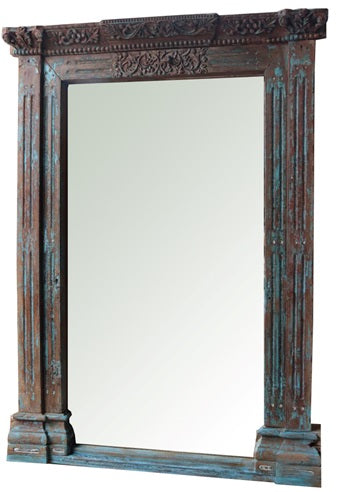 Aabha Hand Carved Window Mirror Frame