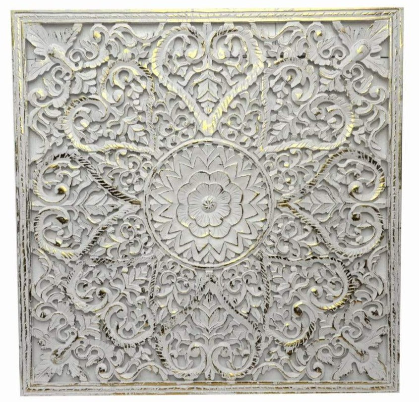 Fink Carved Wall Panel White Gold