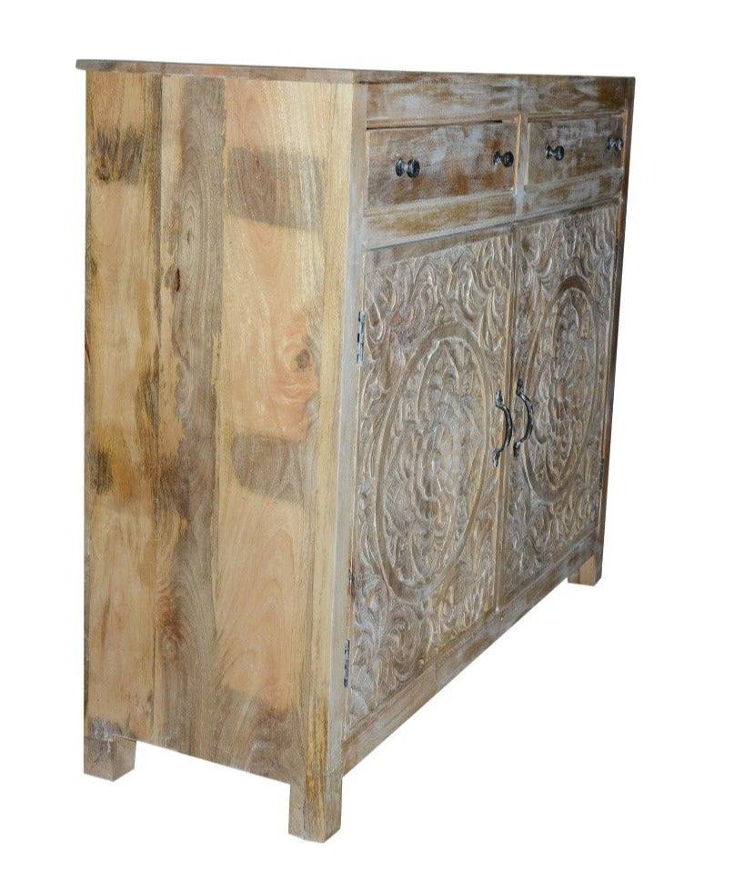 Ewen Carved Wooden Chest