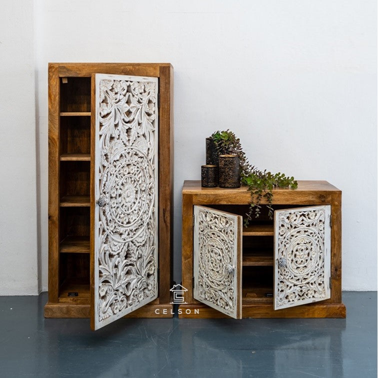 Harris Hand Carved Wooden Shoe Cabinet