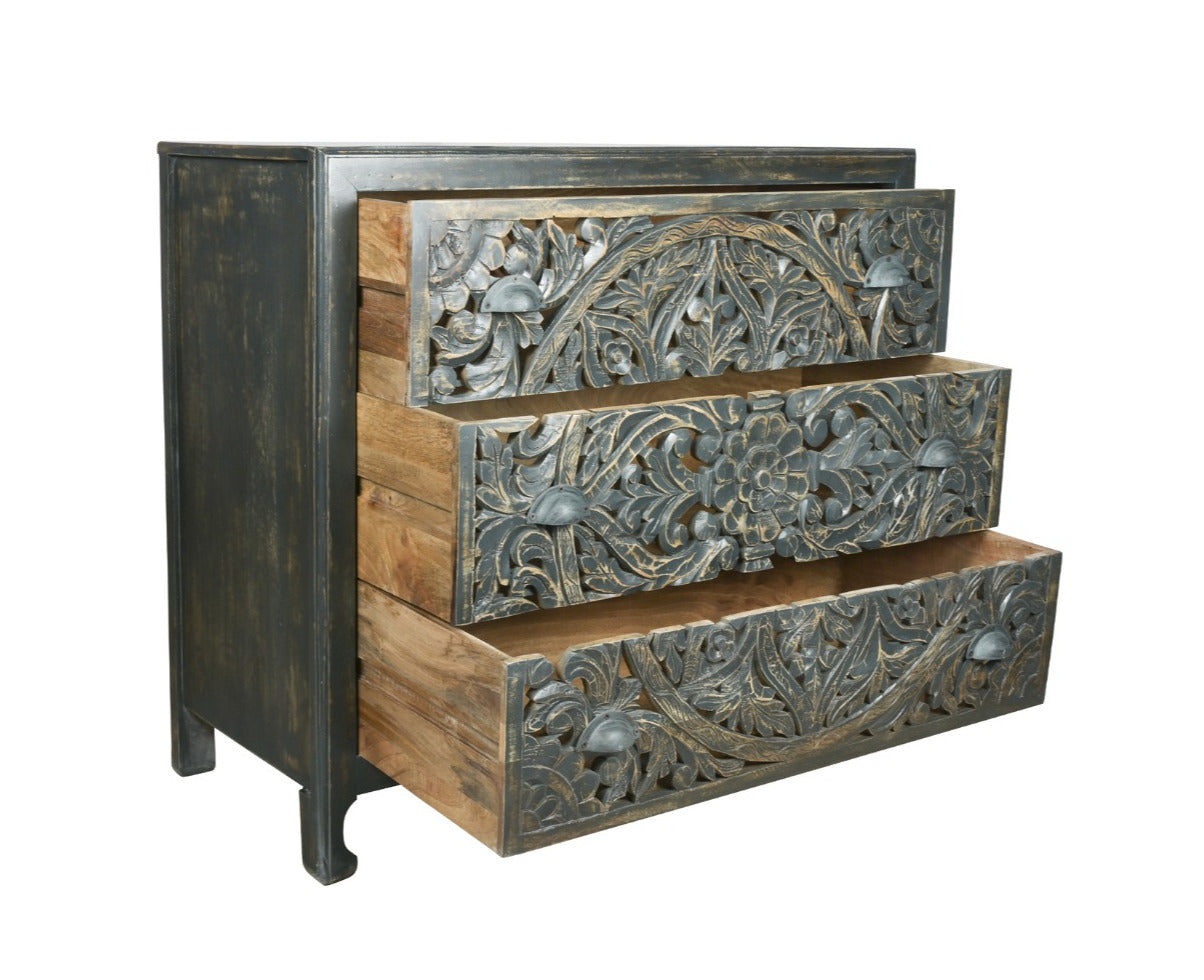 Abby Carved Wooden Chest of Drawer