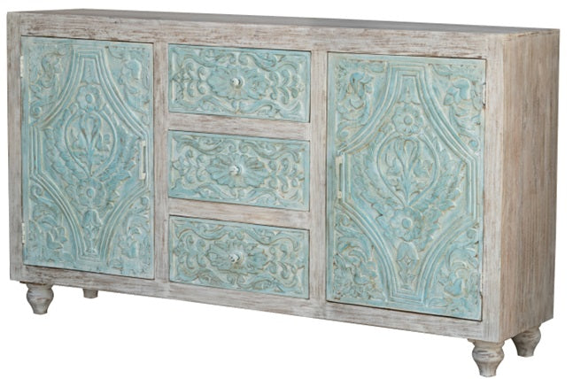 Emma Hand Carved Wooden Side Board