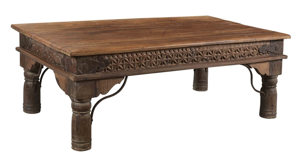 Aaron Carved Wooden Coffee Table