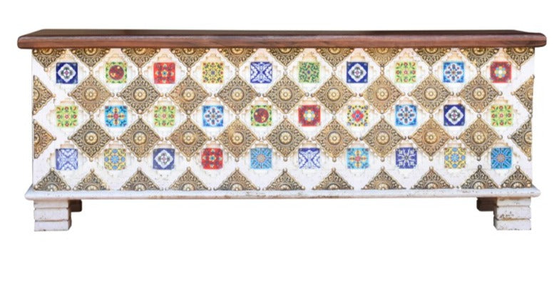 Cameron Carved Wooden Storage Trunk