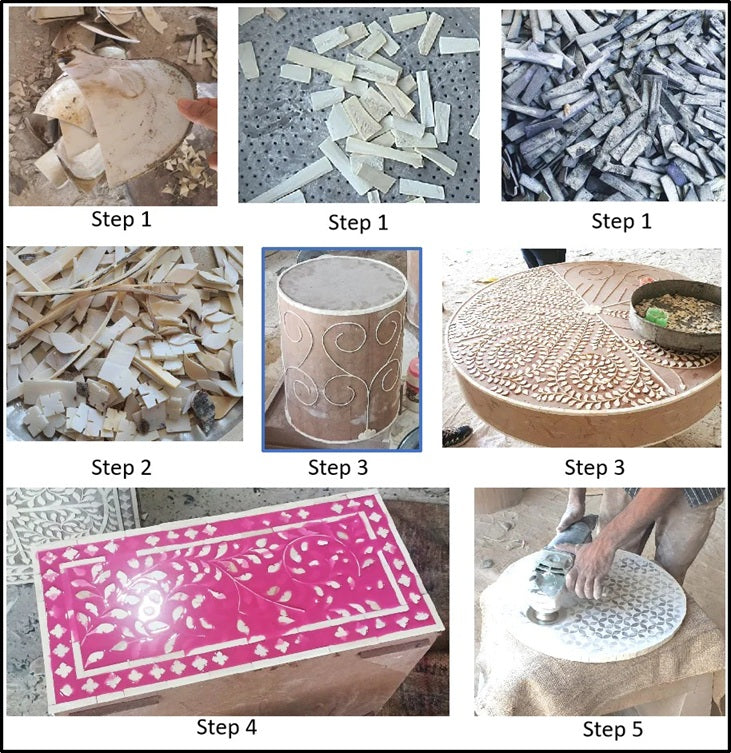 Brain Mother of Pearl Inlay Coffee Table