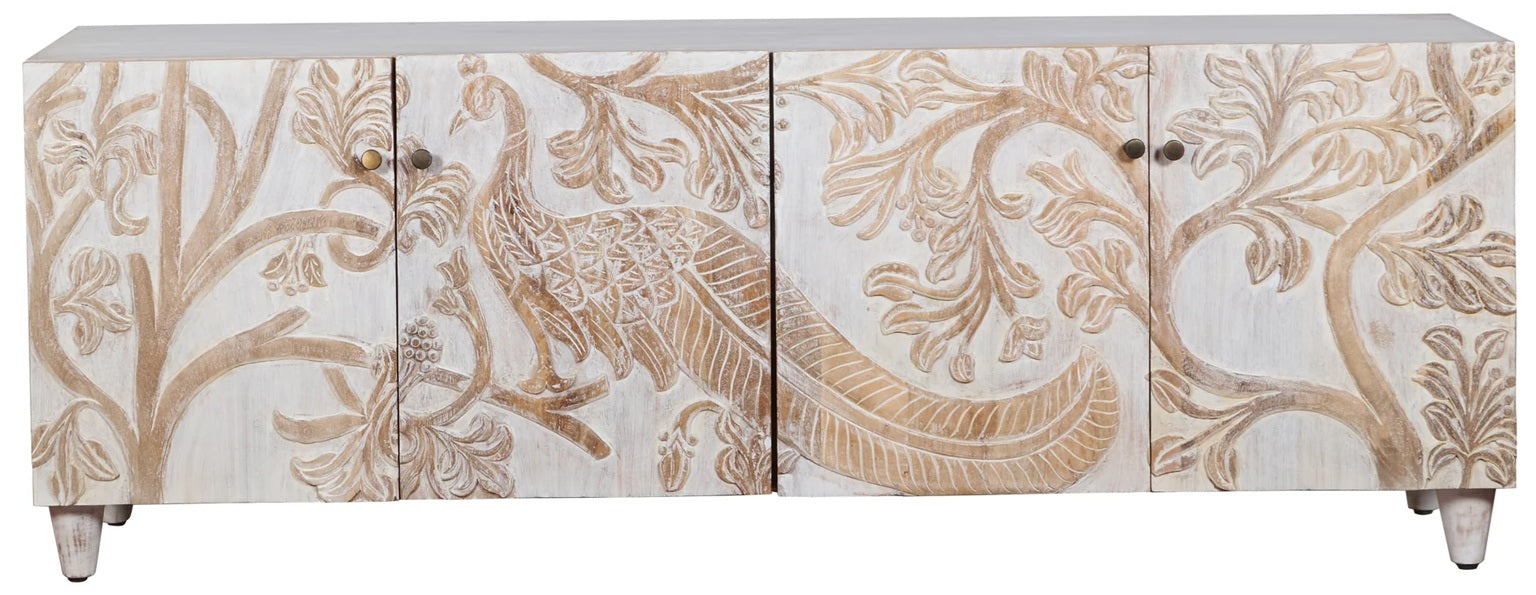 Yuvi Hand Carved Wooden TV Console