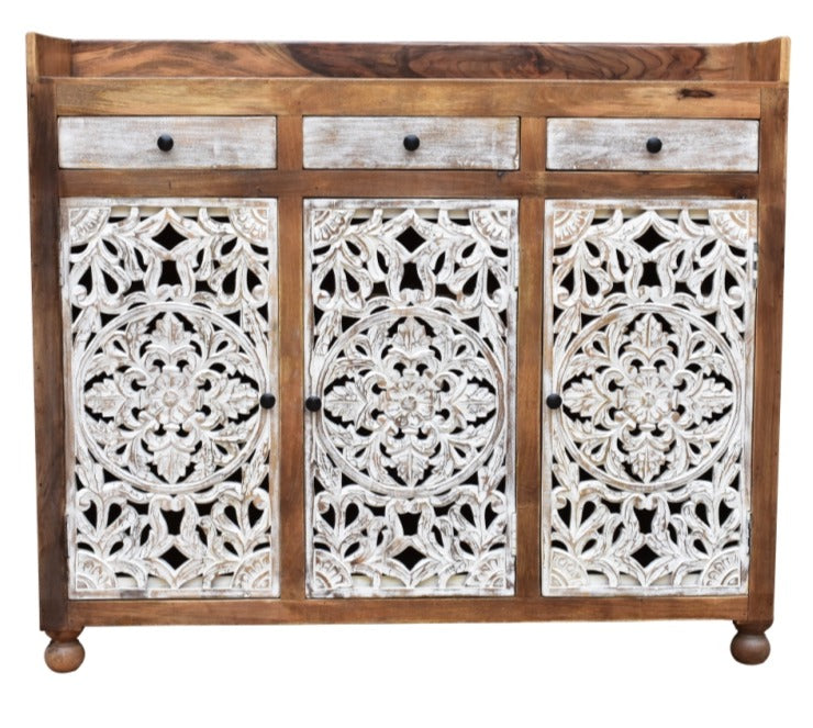 Lucia Carved Wooden Shoe Cabinet